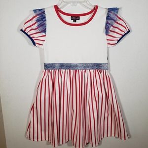 Jojo's Closet Americana Baseball Dress L 10/12 Stars Stripes USA 4th of July